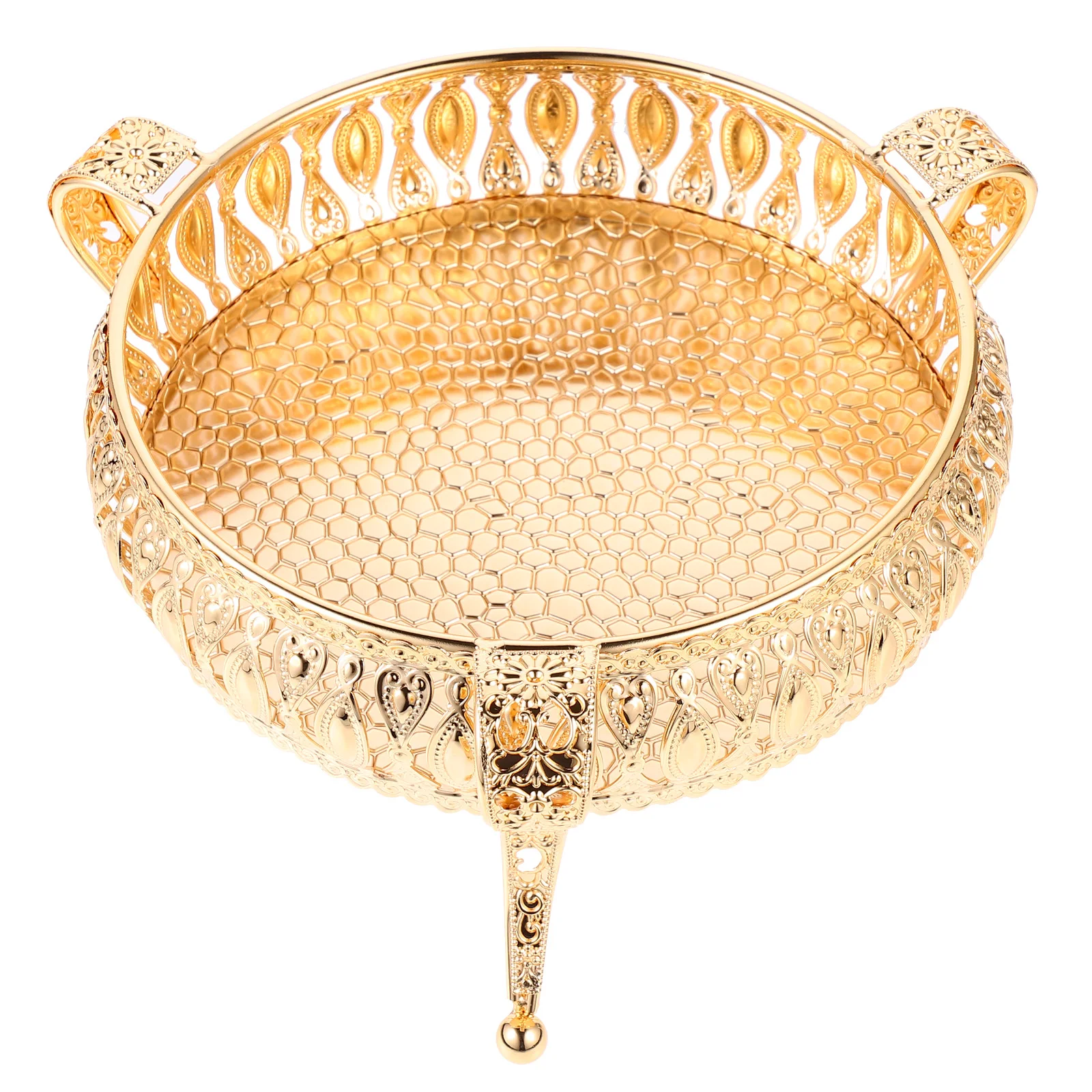 

European Style Metal Fruit Tray Snack Plate Kitchen Bar Accessories Resistance Corrosion Proof Luxurious Gilding Smooth