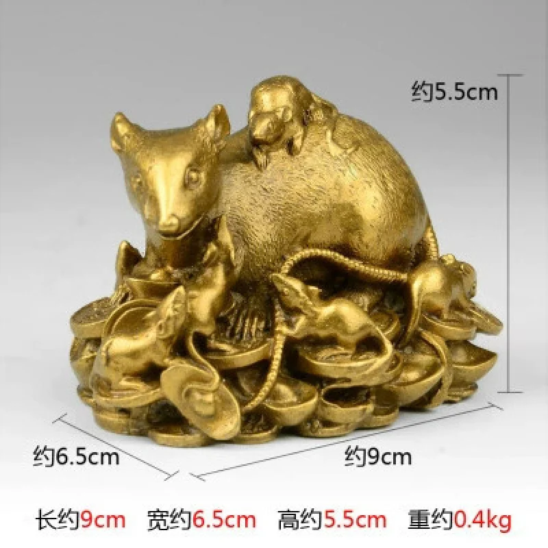 Pure Money Rat Ornament, Large And Small Sizes Of The Twelve Zodiac Copper , Nine Rats For Wealth, Home Craft Gift De