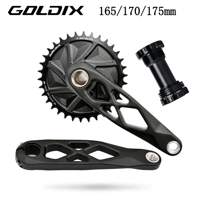 GOLDIX High-strength Bicycle Crankset 165/170/175mm Forged Alloy Crank Arm 3Bolt Direct Mount Narrow-wide Chainring for MTB Bike