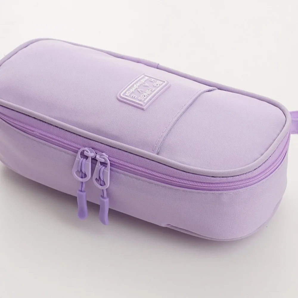 Large Capacity Pencil Cases Grid Pocket Double Layer Students Pen Bag Multi-compartment Pen Slot Stationery Storage Pouch Girls