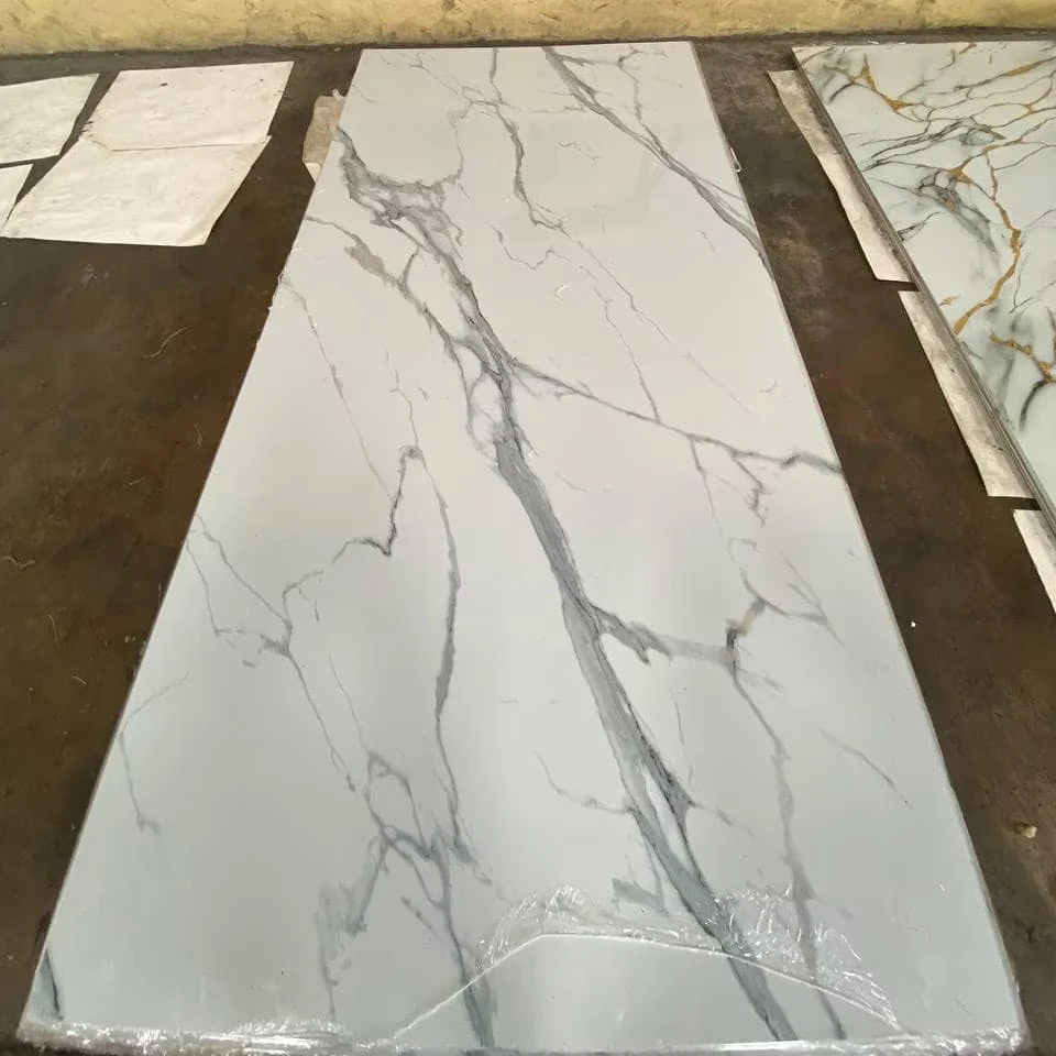 2026 1220*2440*3mm Plastic Sheet Pvc Faux Marble Glossy Marble Substitutes Pvc Marble Sheetpromote sales