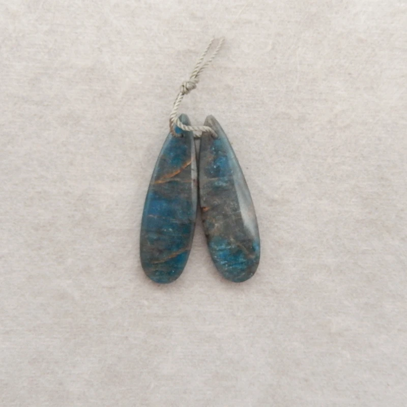 

B&F Natural Blue Apatite Crystal Water Drop Earrings Beads 32x10x4mm 5g Fashion Jewelry DIY Making Accessories for Women