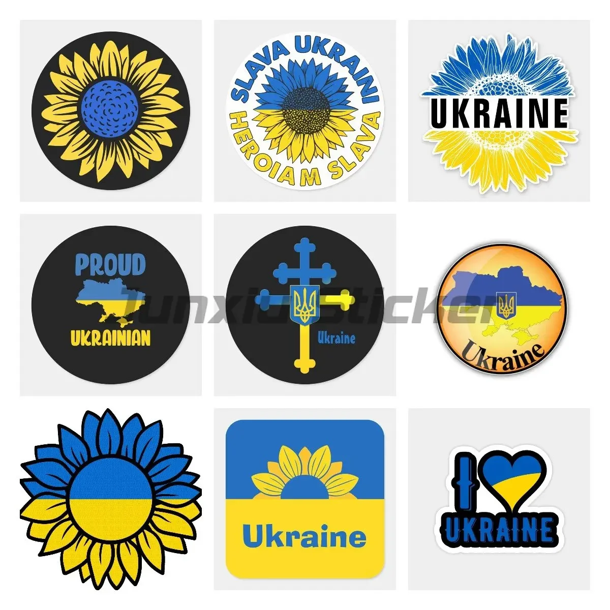 Car Sticker Ukraine Sunflower Ukrainian Classic Round Sticker Waterproof Vinyl Self-adhesive Decal Car Accessories Decor