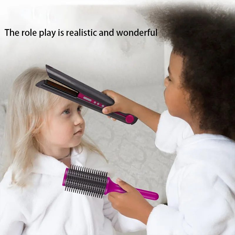 Pretend Play Hairdressing Hair Kid Toys Beauty Salon Set Electric Hair Dryer Combs Family Stylist Fun Toy Birthday Gift for Girl