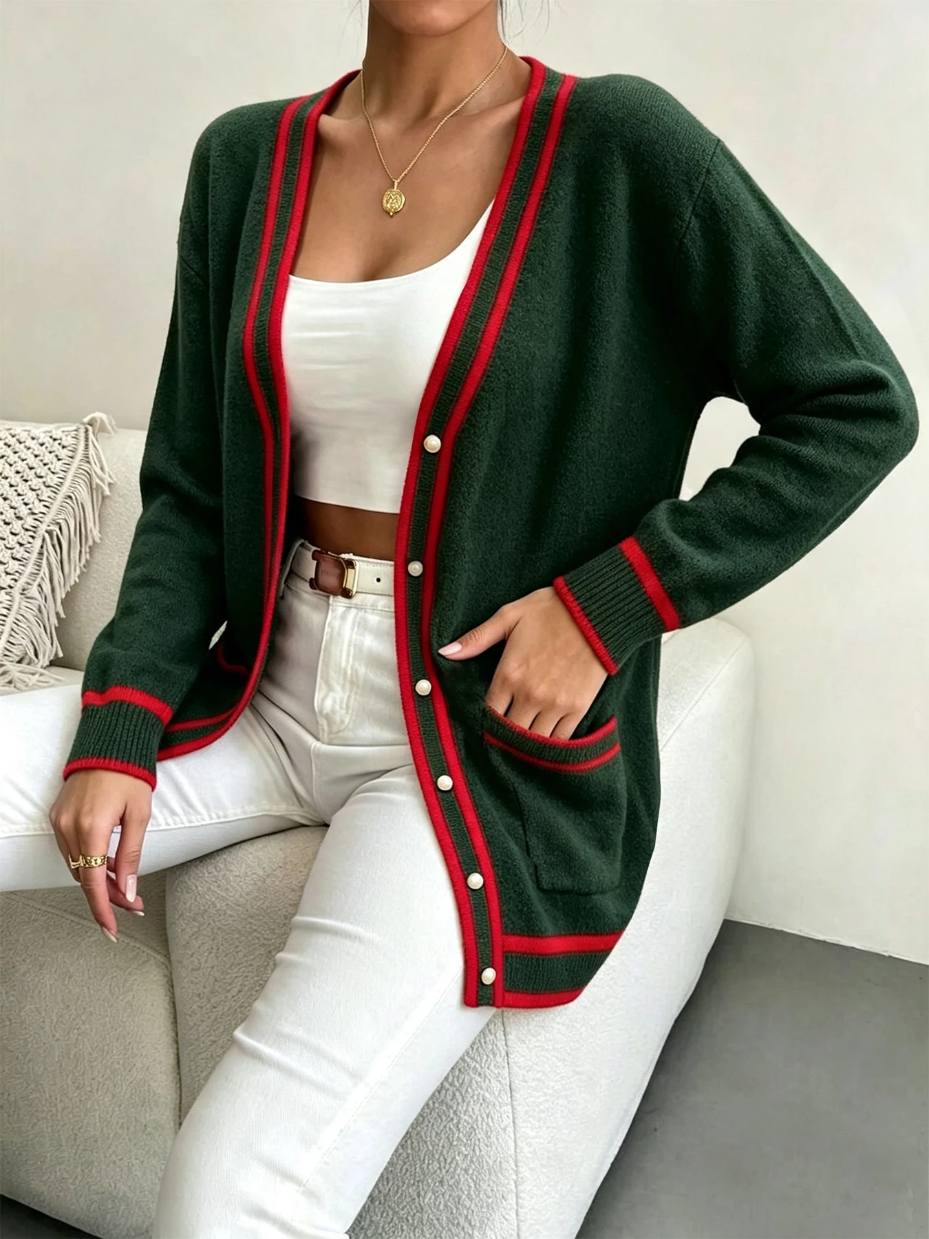 Winter Clothing Plus Size - Cardigan ouvert sur le devant pour