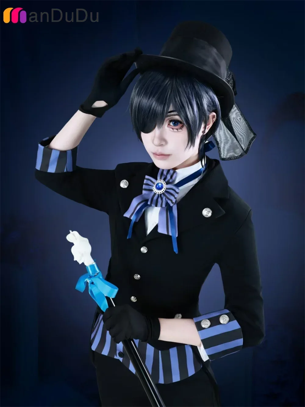 Black Butler Ciel Phantomhive Redbreast Cosplay Costume Role Play Comic Con Dress Hallowmas Party Wigs Animation Prop