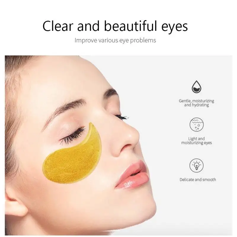 60PC Gold Caviar Moisturizing Crystal Collagen Eye Mask Anti-Wrinkle Anti Aging Eye Skin Care Patch Dilute Fine Lines Mask