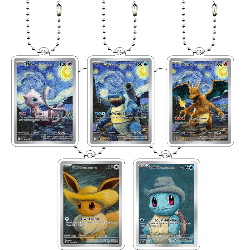 

Акриловый брелок-подвеска в стиле аниме PKM: Коллекционные карточки Музея Ван Гога, Чаризард, Мью, Венузавр. Фигурки для самостоятельного изготовления, игрушка-брелок.