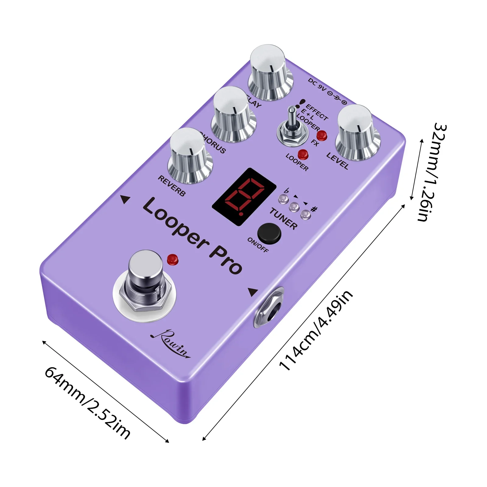 Rowin RE-05 Loop Guitar Effector Looper Tuner Mini Guitar Looper Effect Pedal Shell with Reverb Chorus Delay Guitar Accessories