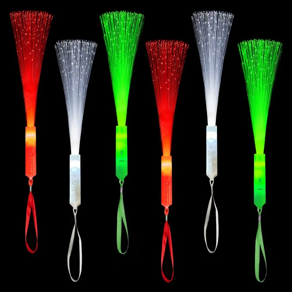

Christmas Glow Sticks Gifts Toys Prizes for Kids-6 Pack, Xmas Light Up Fiber Optic Wands for Toddlers, Christmas Party Favors