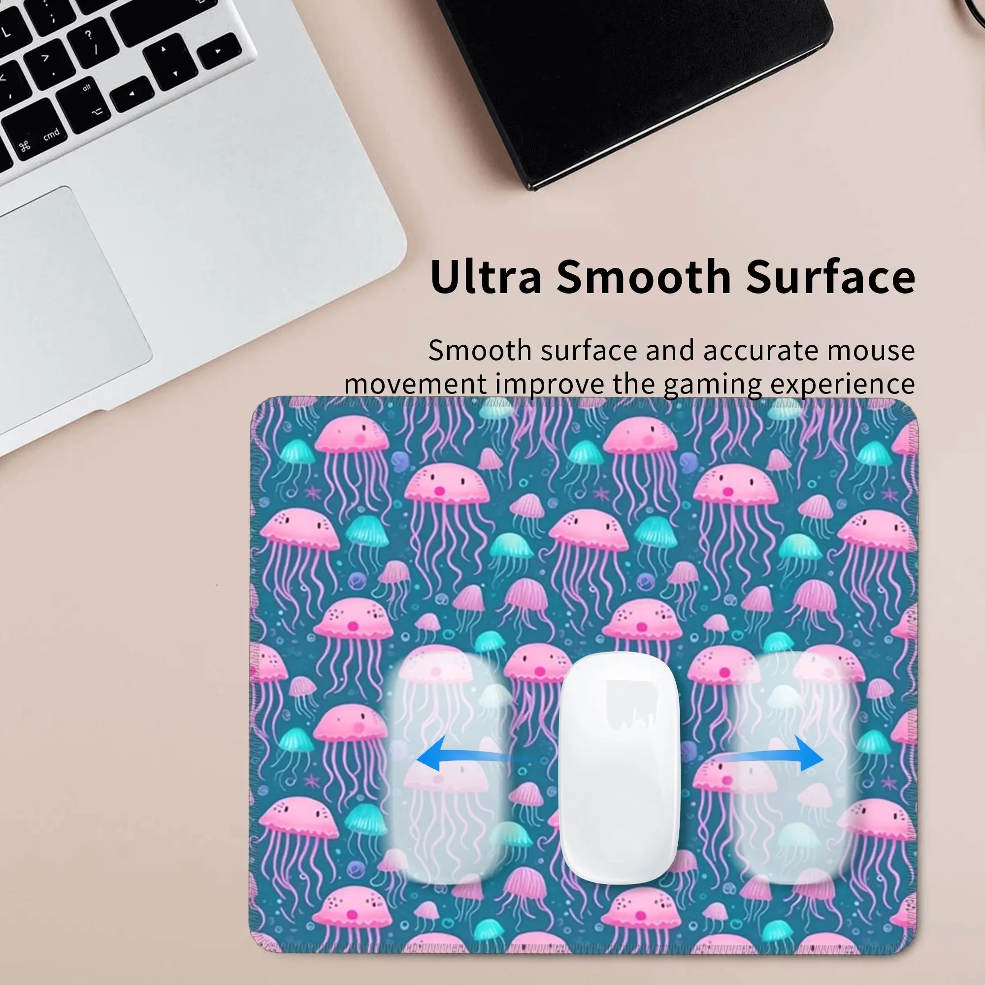 Jellyfish Elegant Marine Life Design Mouse Pad Computer Keyboard Mouse Mat Gaming Laptop Desk Mat Office Accessories Table Mats