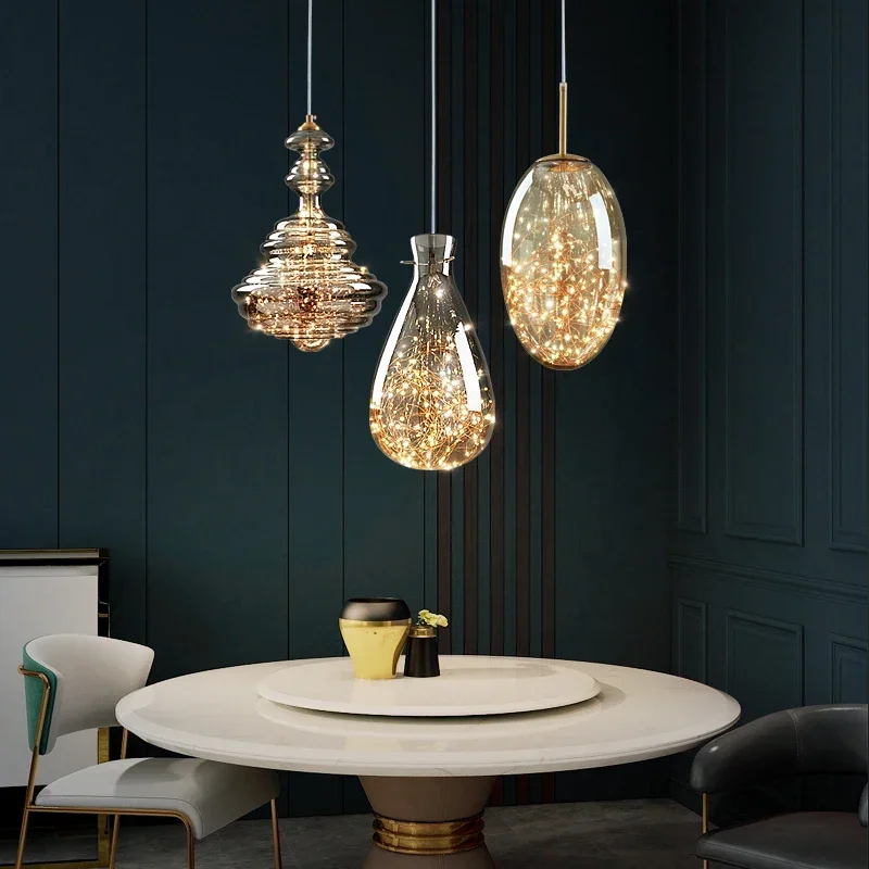 Modern Raindrop Designer Bedhead Pendant Light Luxury Full Copper Crystal Decorative Restaurant Bar Desk Lamp