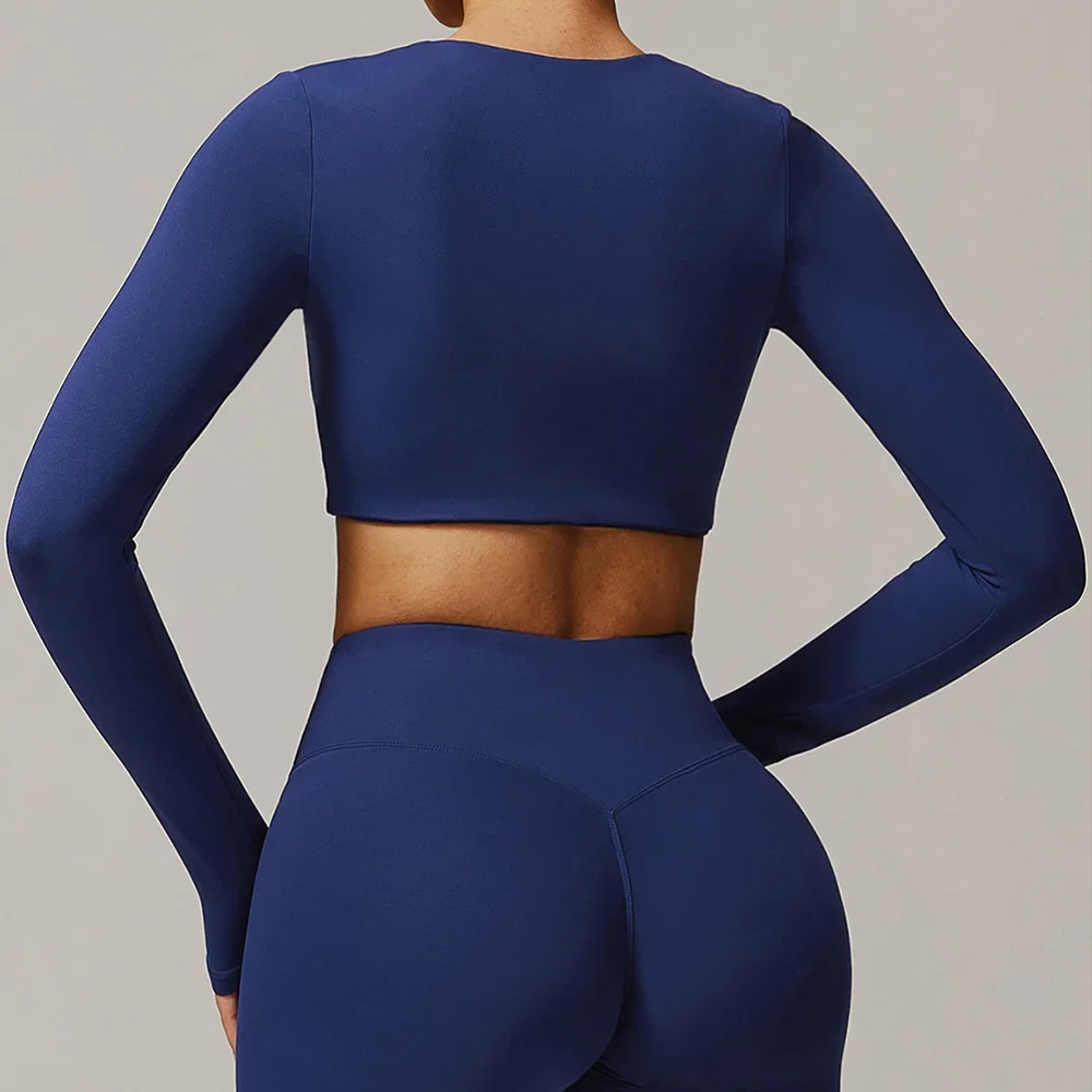 Yoga Shirts For Women Crop Top Long Sleeve Fitness Running Women Gym Clothes Workout Dry Fit Breathable High Elastic Sports Tops