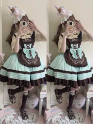 Kawaii Lolita Dress Women Girls JSK Lolita Kawaii Cute Lace Bowknot Tea Party Dresses Ruffles Cosplay Summer Slip Cake Dress
