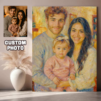 Customized Monet Oil Painting Style Photo Canvas Printing Couple Movie Wedding Family Pet Poster Pair Living Room Home Decor