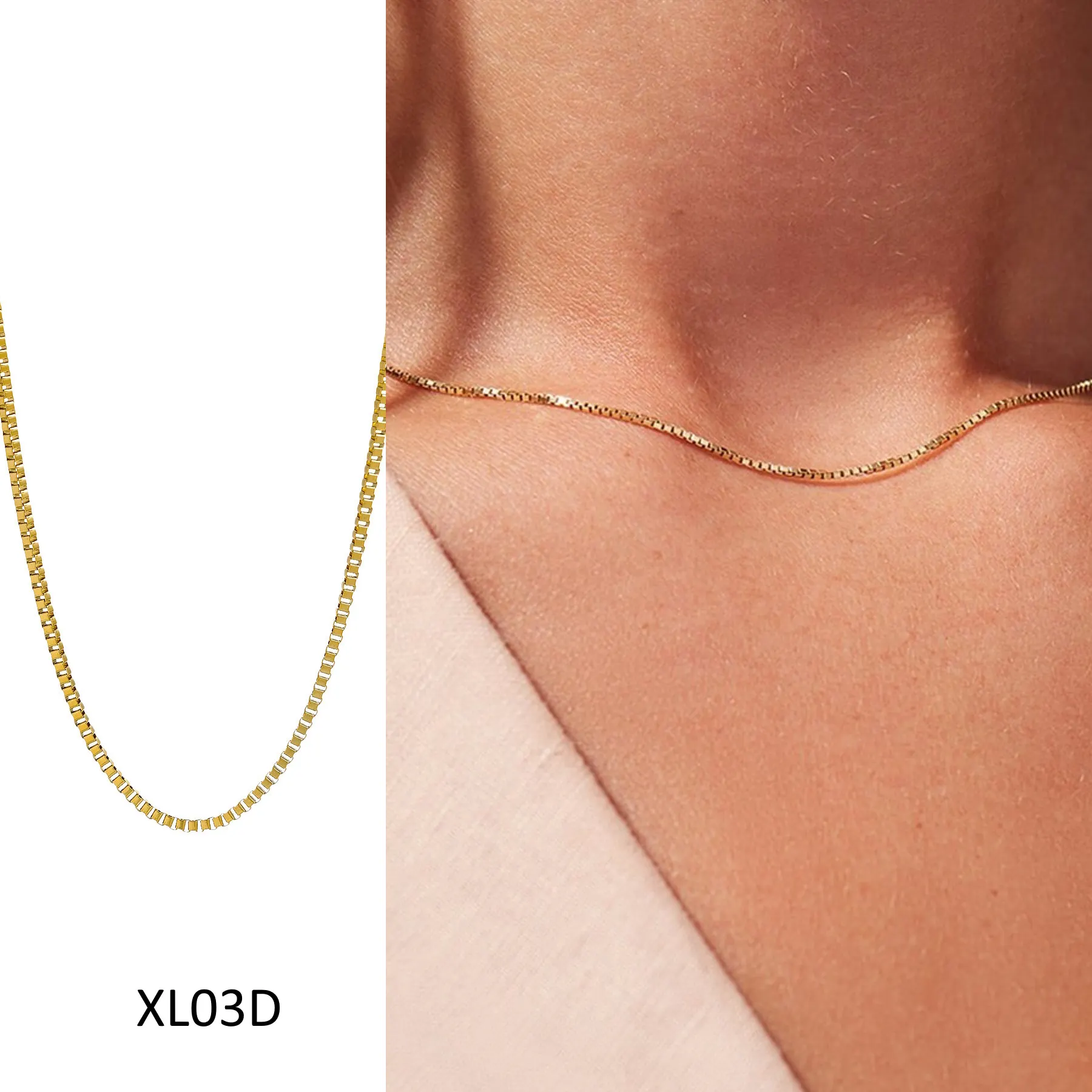 CARLIDANA Fashion New Design Chain Necklace Women Jewelry 18k Gold Plated Stainless Steel Thin Flat Snake Chain Necklace