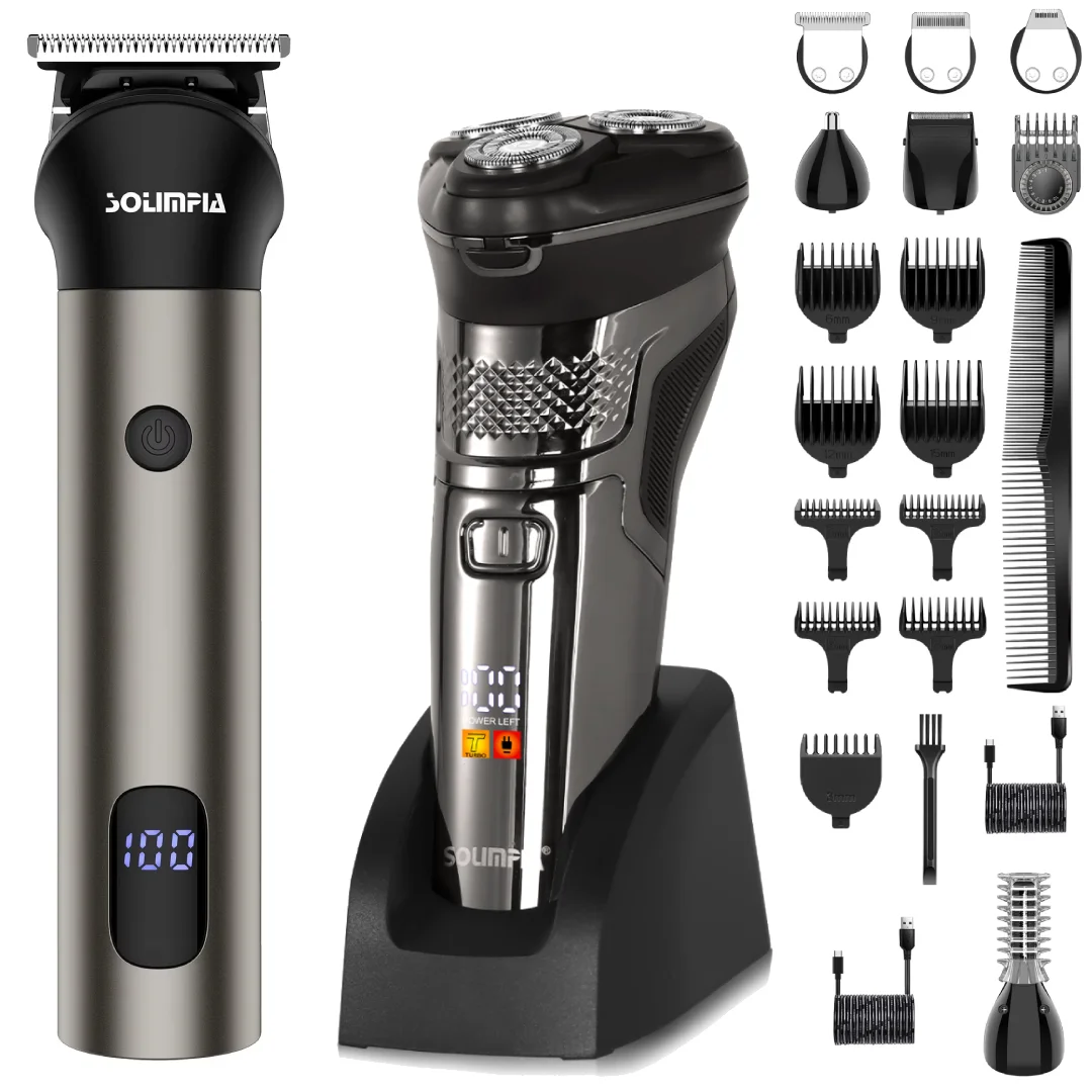 Solimpia 2pc Electric Hair Clipper Carving Trace Multi-Function Bald Head Shaver Professional Hair Trimmer for Barber Beard