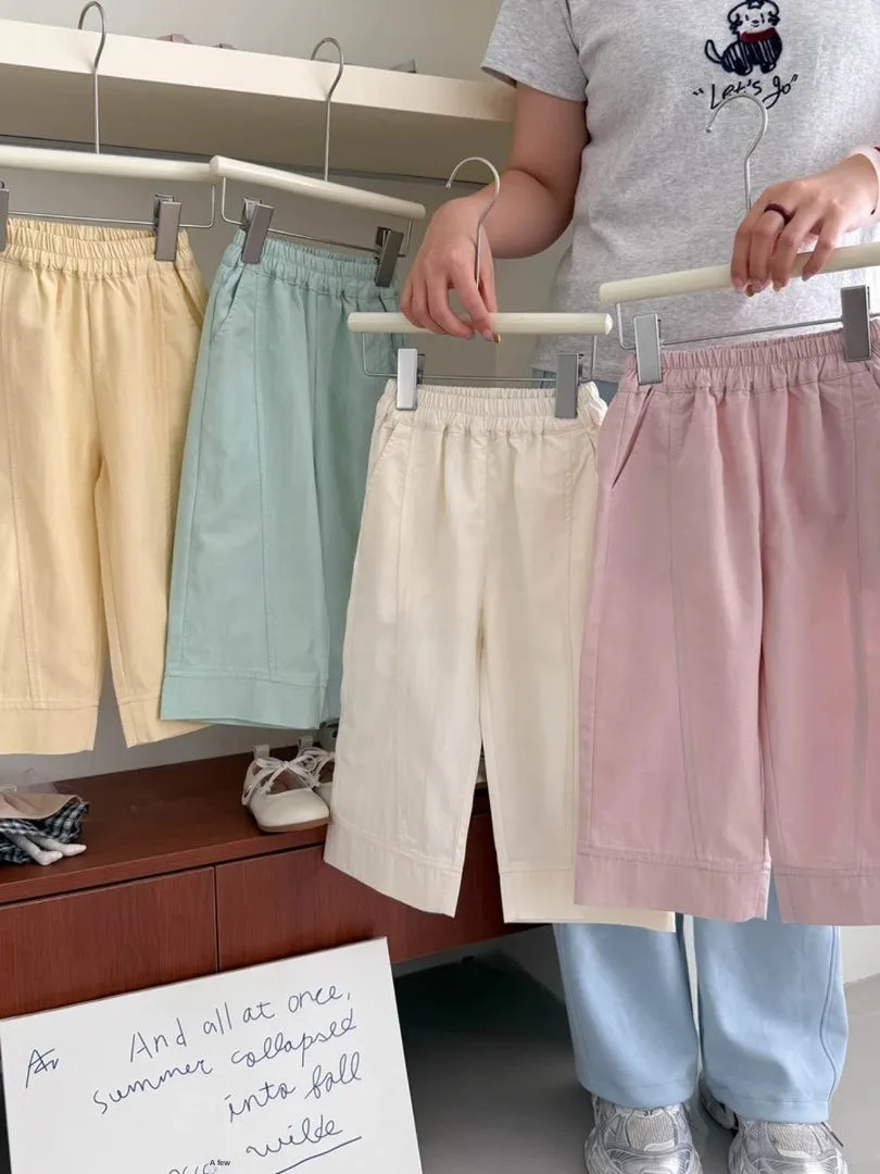 Faionable Baby Straight Leg Pants Children's Casual Trousers Summer New Sle Ele Girls' Pants Korean Sle Patchwork