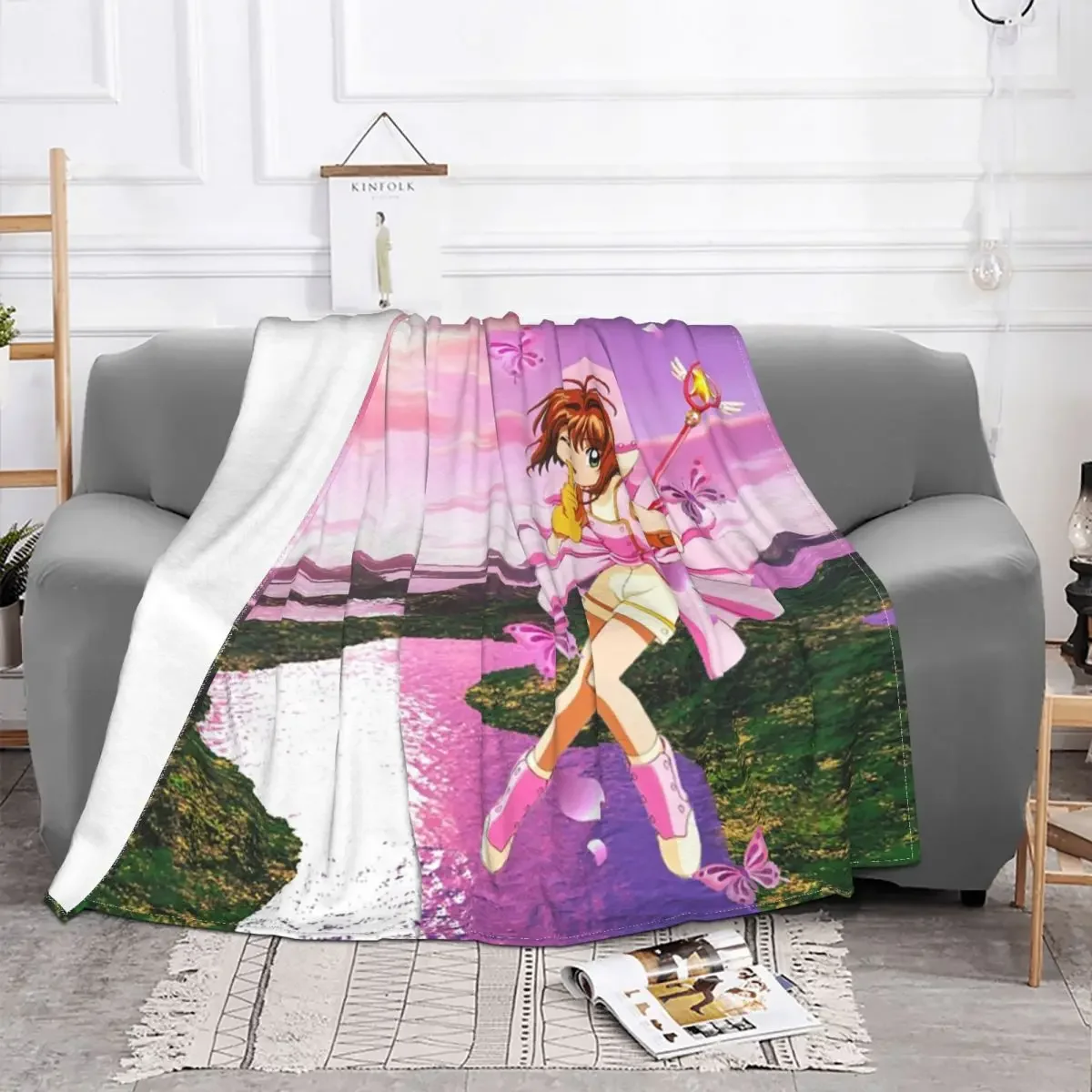 

Baby Blankets Pink Cardcaptor Sakura Art Sofa Cover Velvet All Season 3D Cartoon Throw Warm Blanket for Home Outdoor Bedspread
