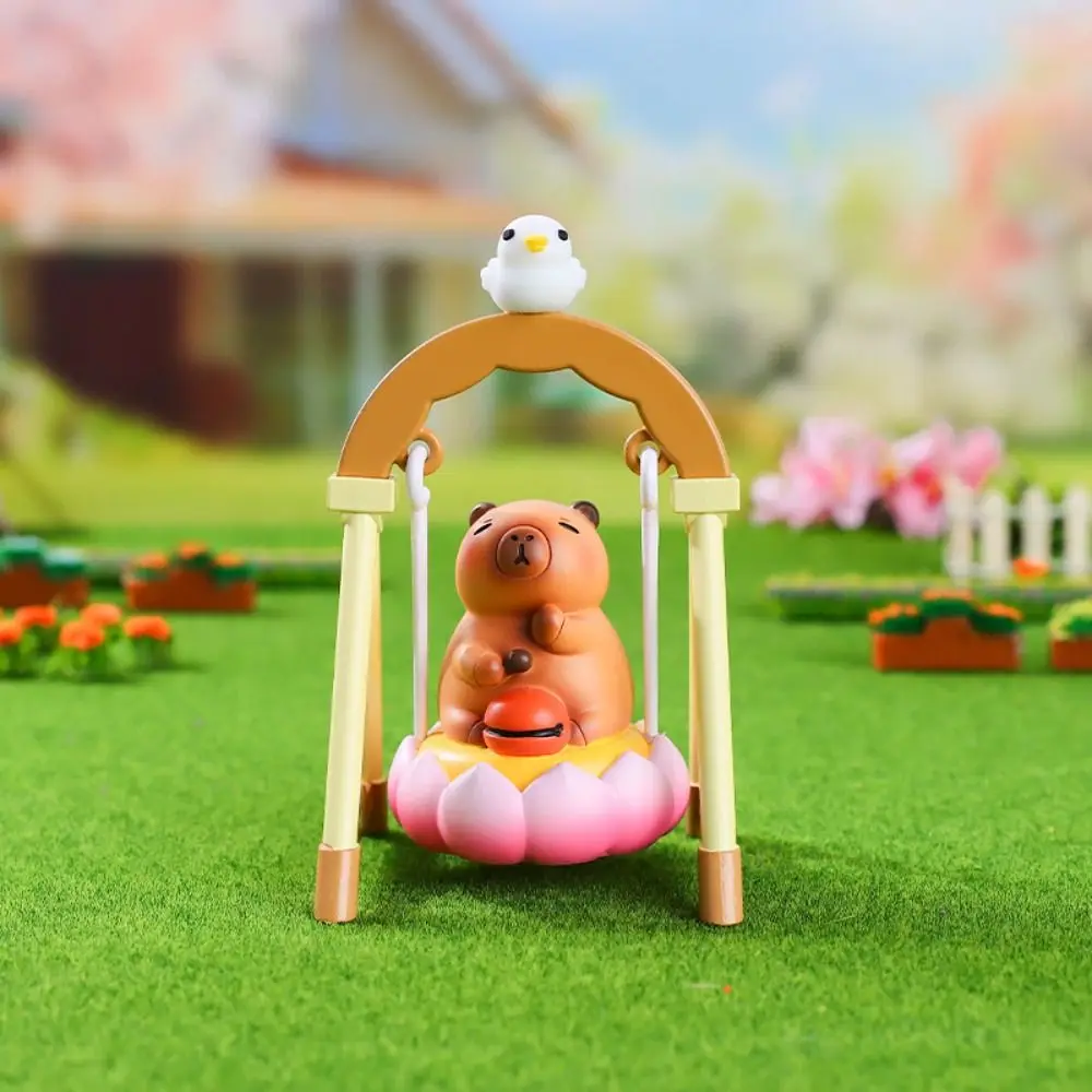 

Random Type Capybara Anime Figure Swinging Lying Sitting Capybara Figure Toys Cartoon Swan Turtle Capybara PVC Model
