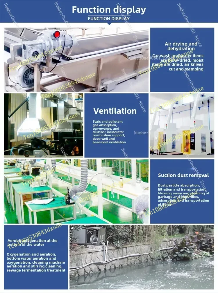 Extended version of high pressure fan vortex air pump 550W/380V fish pond breeding oxygenation 0.55KW/220V high vortex fan