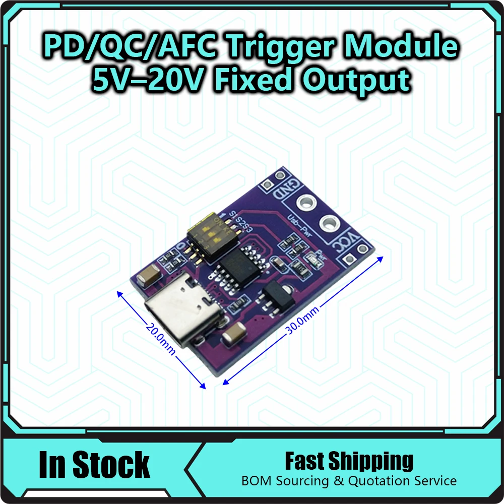 PD/QC/AFC Fast Charge Decoy Trigger Support 5V 9V 12V 15V 20V Fixed Voltage Output Type-C USB For Phone Fast Quick Charger