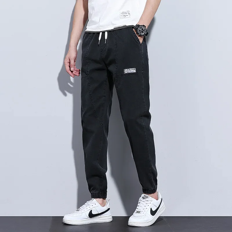 

Spring Summer Men's Jeans Jogger Harem Pants Cotton Ankle Banded Pant Loose Harajuku Style Beam Feet Casual Trousers Hip Hop 4XL