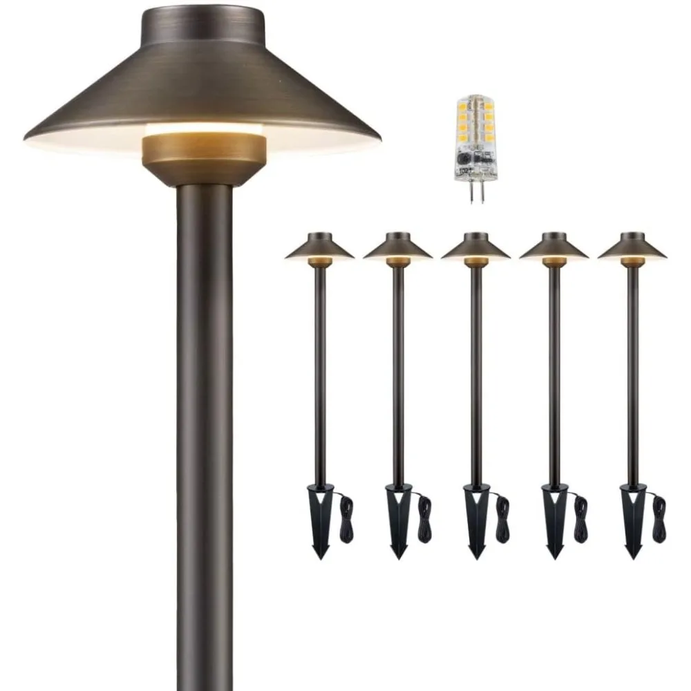 Low Voltage Landscape Sidewalk Lighting, Solid Brass Pathlights, Driveway Warm Light Waterproof, Hat Shaped