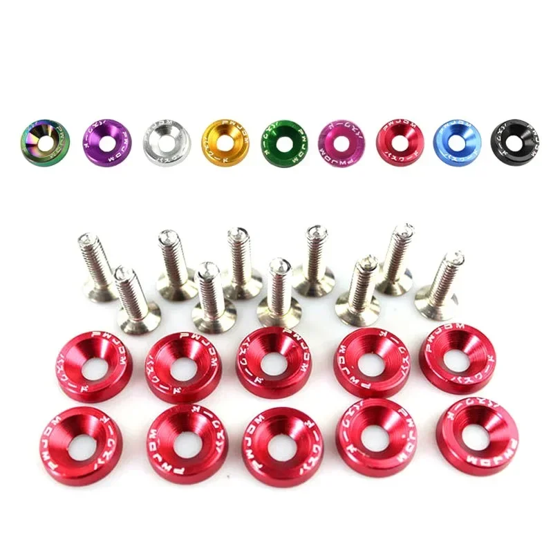 

10PCS M6 Gasket Screw Aluminum Alloy Battery Guard Plate Washer Mudguard License Plate Holder Screw Automotive Modified Parts