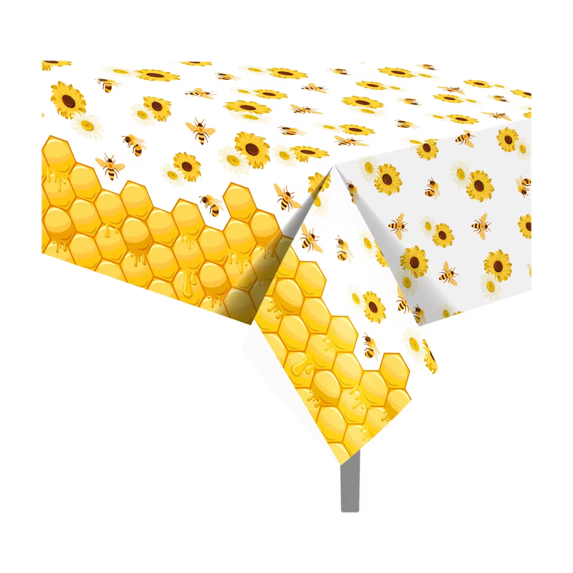 Honey Bee Sunflower PE Table Cover Birthday Party Decorations Plastic Tablecloth Disposable Camping Mat Party Supplies