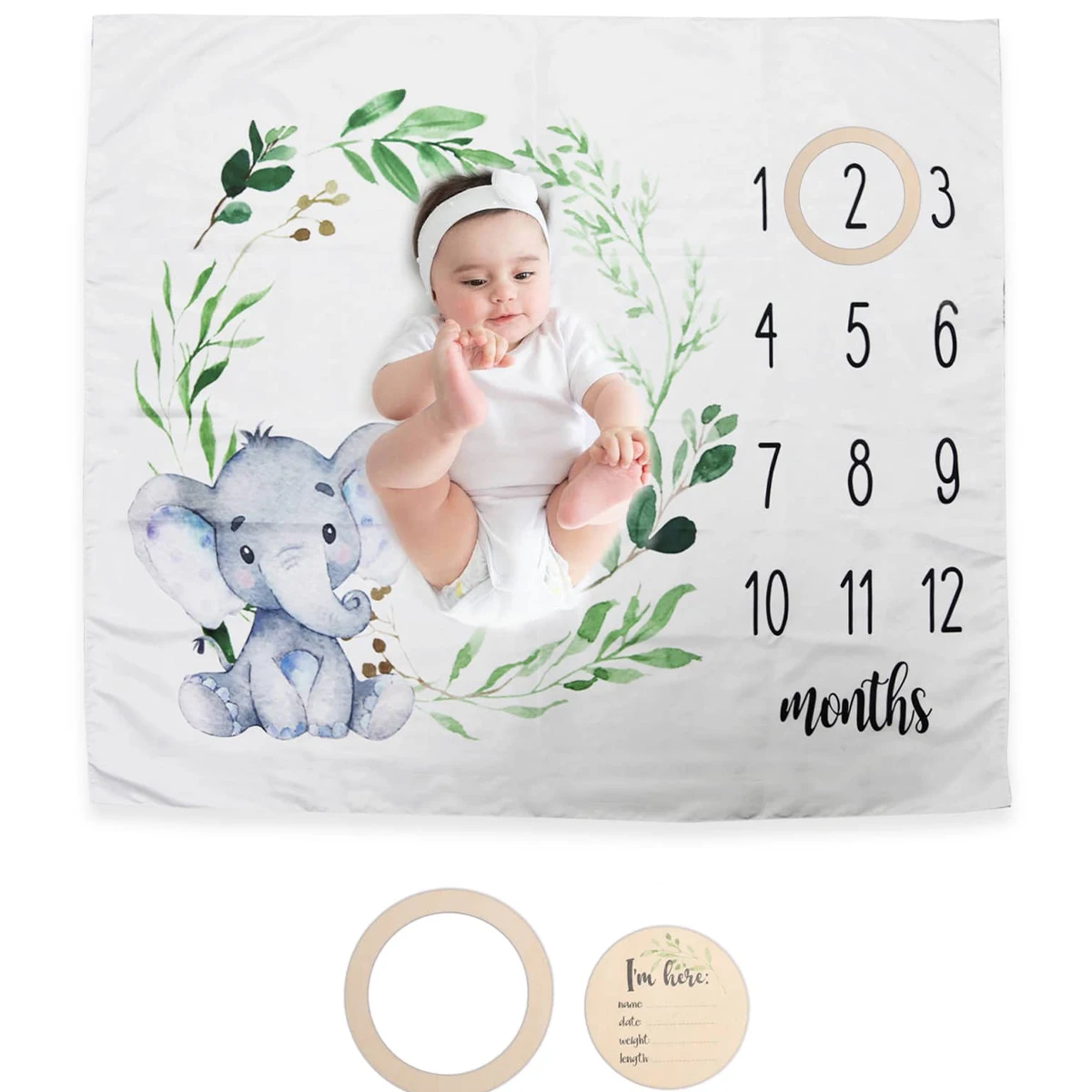 Ylsteed Newborn Milestone Blankets Baby Monthly Growth Souvenirs Infant Photo Shooting Background Blanket Match Wood Dics Card