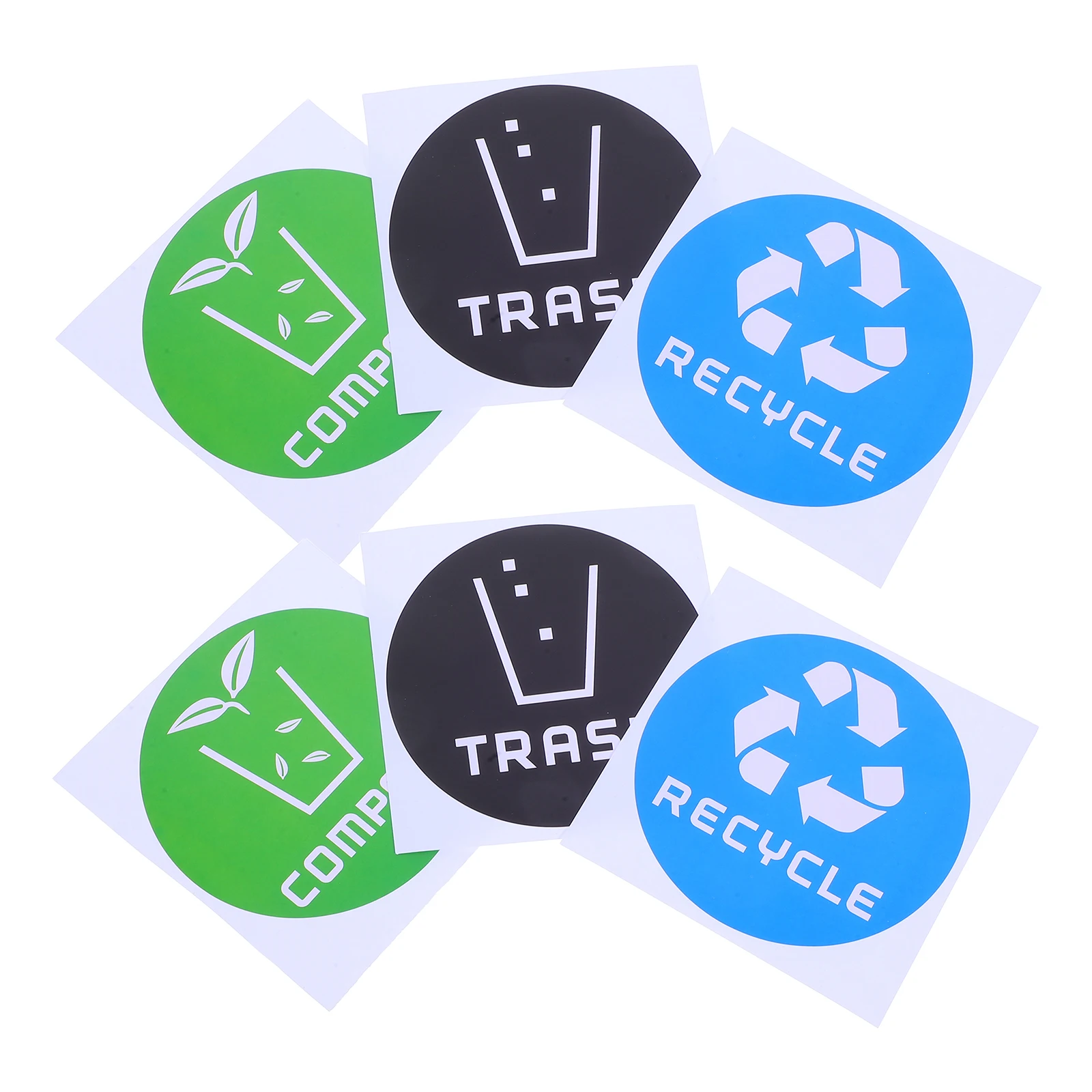 

6pcs Garbage Sorting Bin PVC Self Adhesive Recycling Labels Stickers Trash Cans Waste Containers Garden Supplies