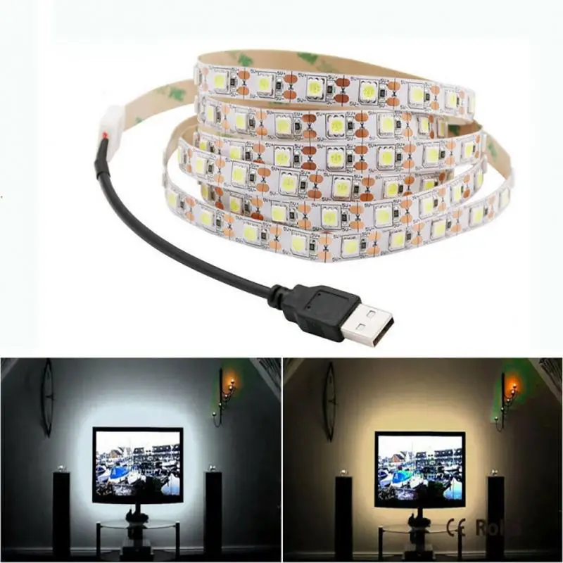 5V USB Led Lights Strips Lamp Led For Tv Background 5050SMD 0.5-5M 60LEDs With Adhesive Tape White/Warm Lighting For Living Room