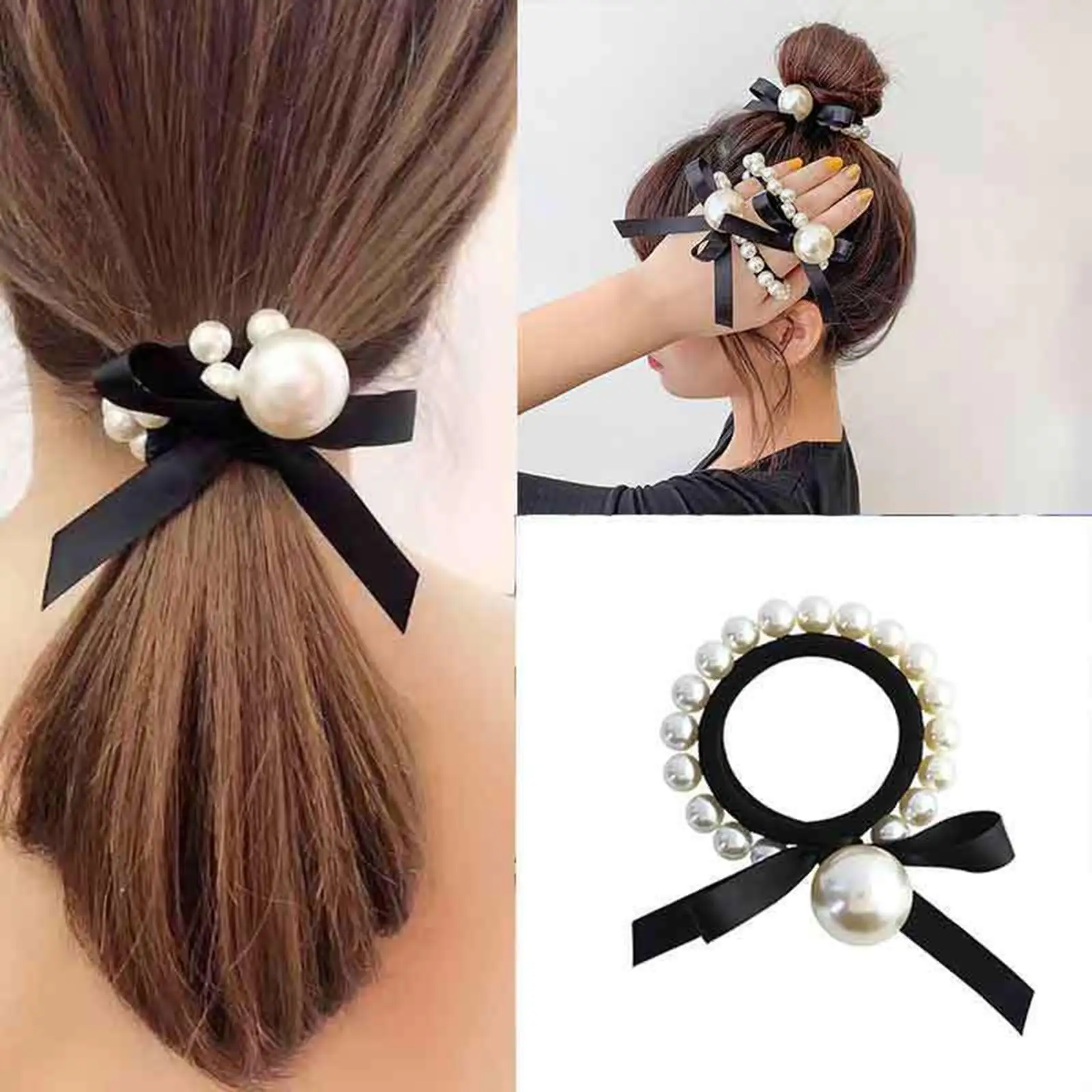 Mode Perle elastische Haar gummis Pferdes chwanz halten Haarschmuck Scrunchie
