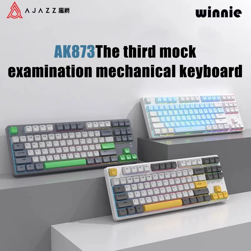 

Ajazz Ak873 The Third Mock Examination Mechanical Keyboard Rgb Backlight Gaming Keyboard Hot Swappable Gasket Office Keyboard