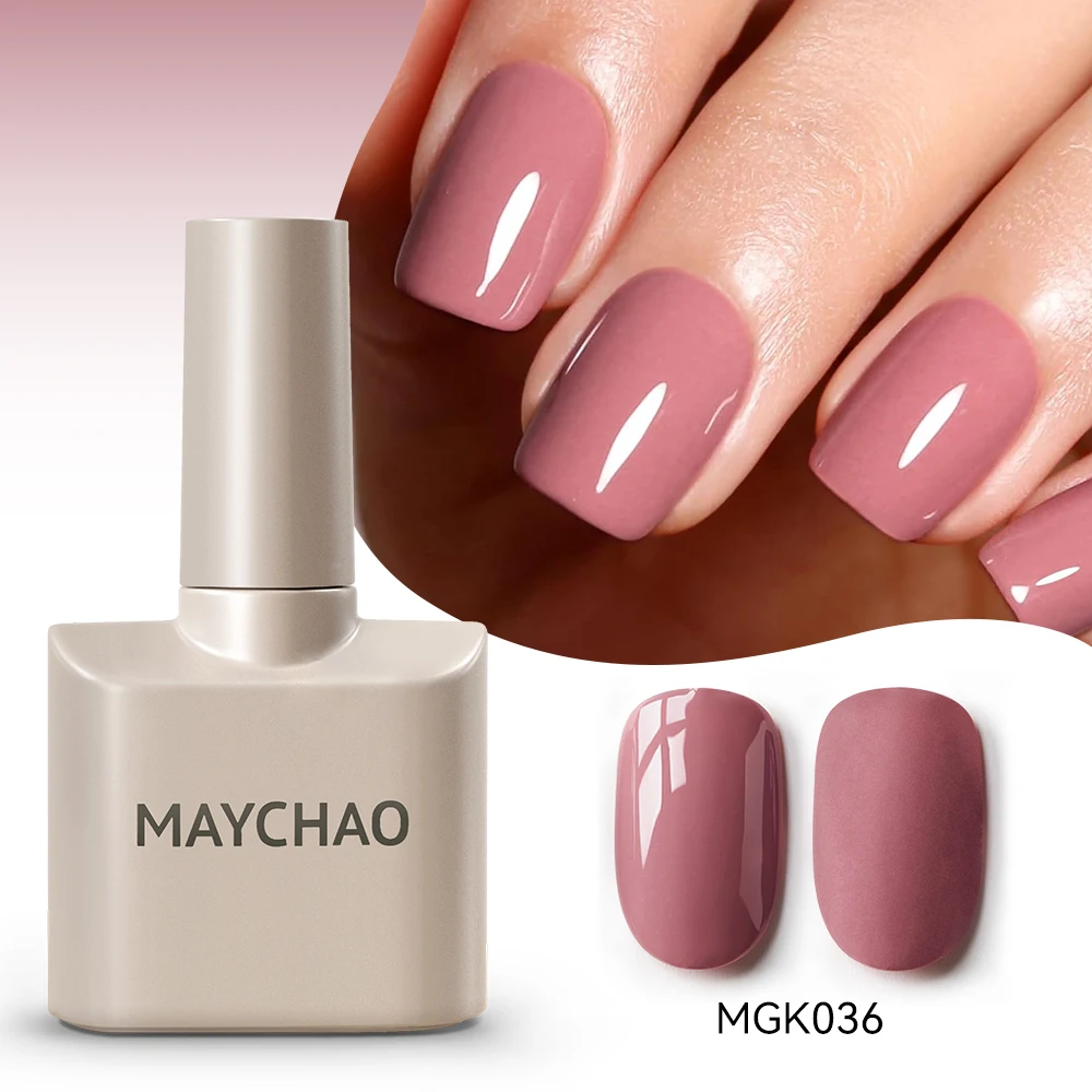 MAYCHAO Dusky Pink Gel Nail Polish 12ml Glossy Semi Permanent Soak Off UV LED Frosted Gel Nails Painting Varnish