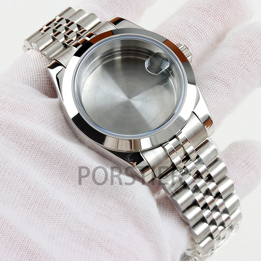 

Silver 36/39mm NH35 Case Sapphire Glass Solid 316L Stainless Steel Jubilee Bracelet for Datejust NH35 NH36 Movement 28.5mm Dial