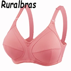 Ruralbras Minimizer Push Up Bras For Women Wireless Full Coverage Cotton Bra Seamless Top Plus Size 38 - 50 C D E F Cup BH C01