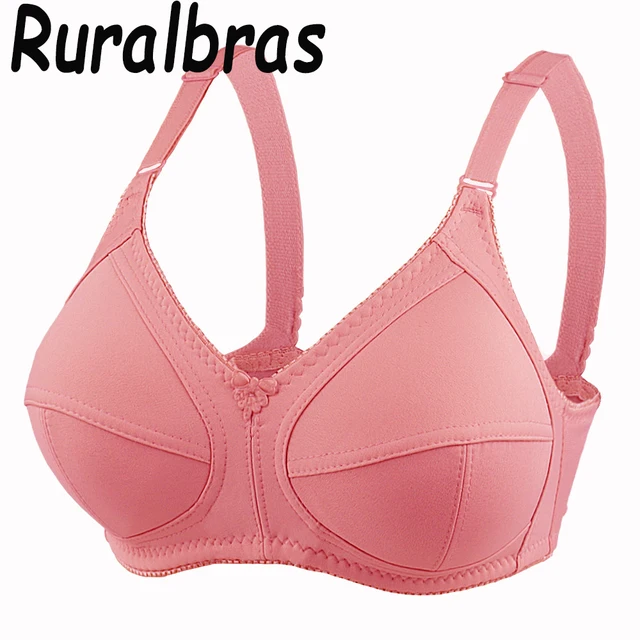 Biustonosze Push-Up minimalizator Ruralbras dla kobiet bezprzewodowy pełny zasięg bawełniany biustonosz jednolity Top Plus rozmiar 38-50 C D E F kubek BH C01