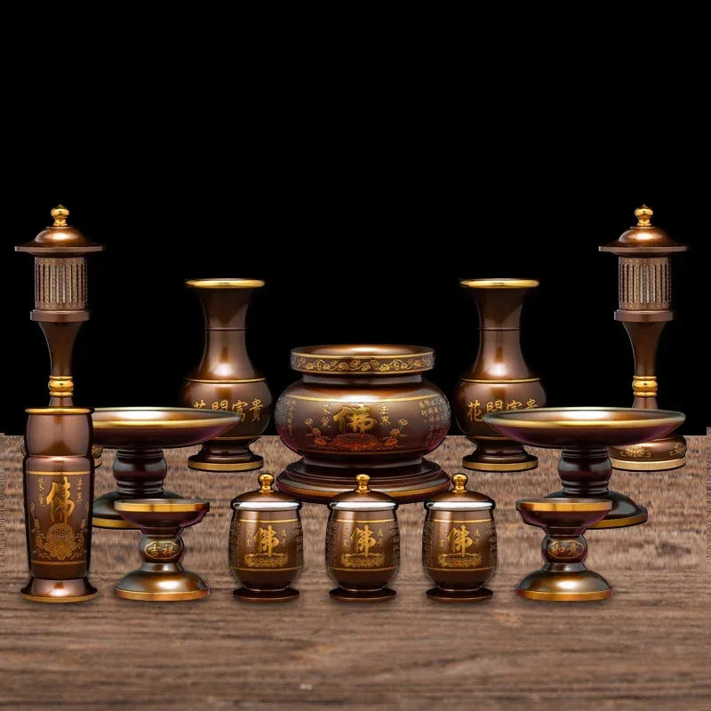 ZMLHousehold Buddha Front Water Cup Pure Copper Tea Cup Guanyin Water Filter Jug Ornaments