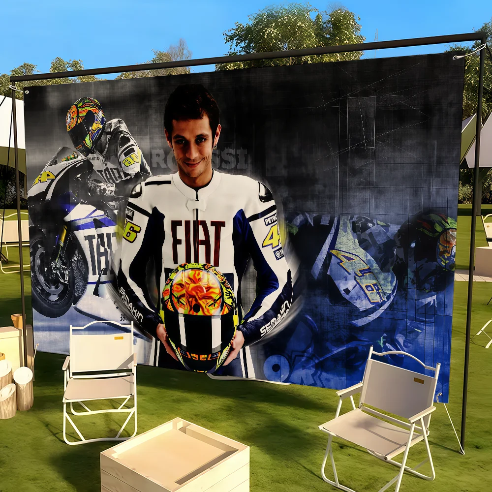 دراجة نارية V-Valentino R-RossiS 46 علم مخصص للتخييم حديقة ديكور خلفيات الحفلات جدار الفن هدايا الأسرة