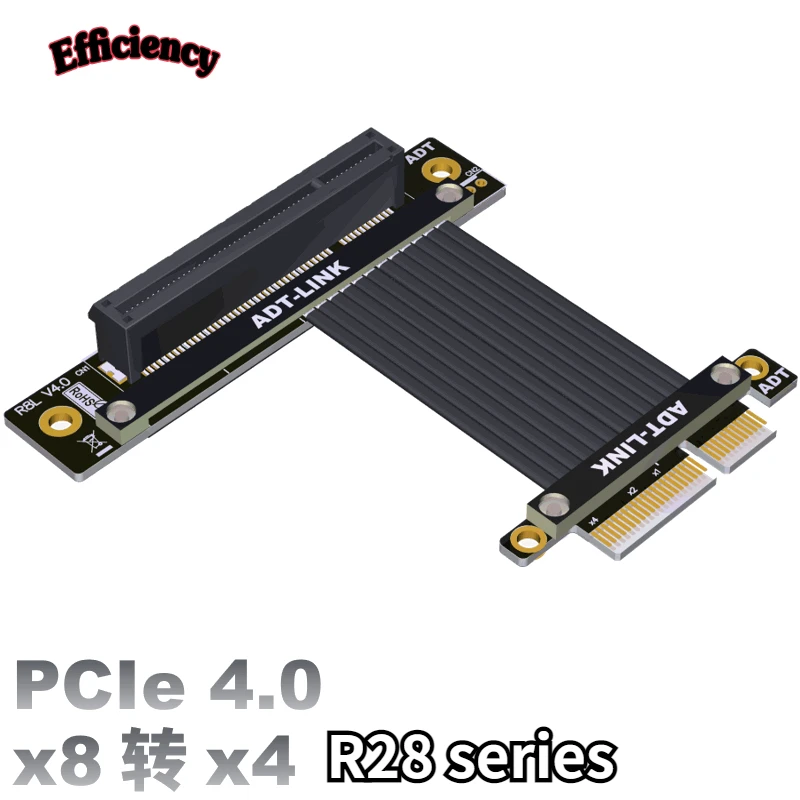 

PCI-E4.0 X4 Extension Cable Adapter Cable X8 8x 4x PCIe 4.0 High-speed Stable Steering Extension 1U PCIe 4.0 X4 Gen4 64G/bps