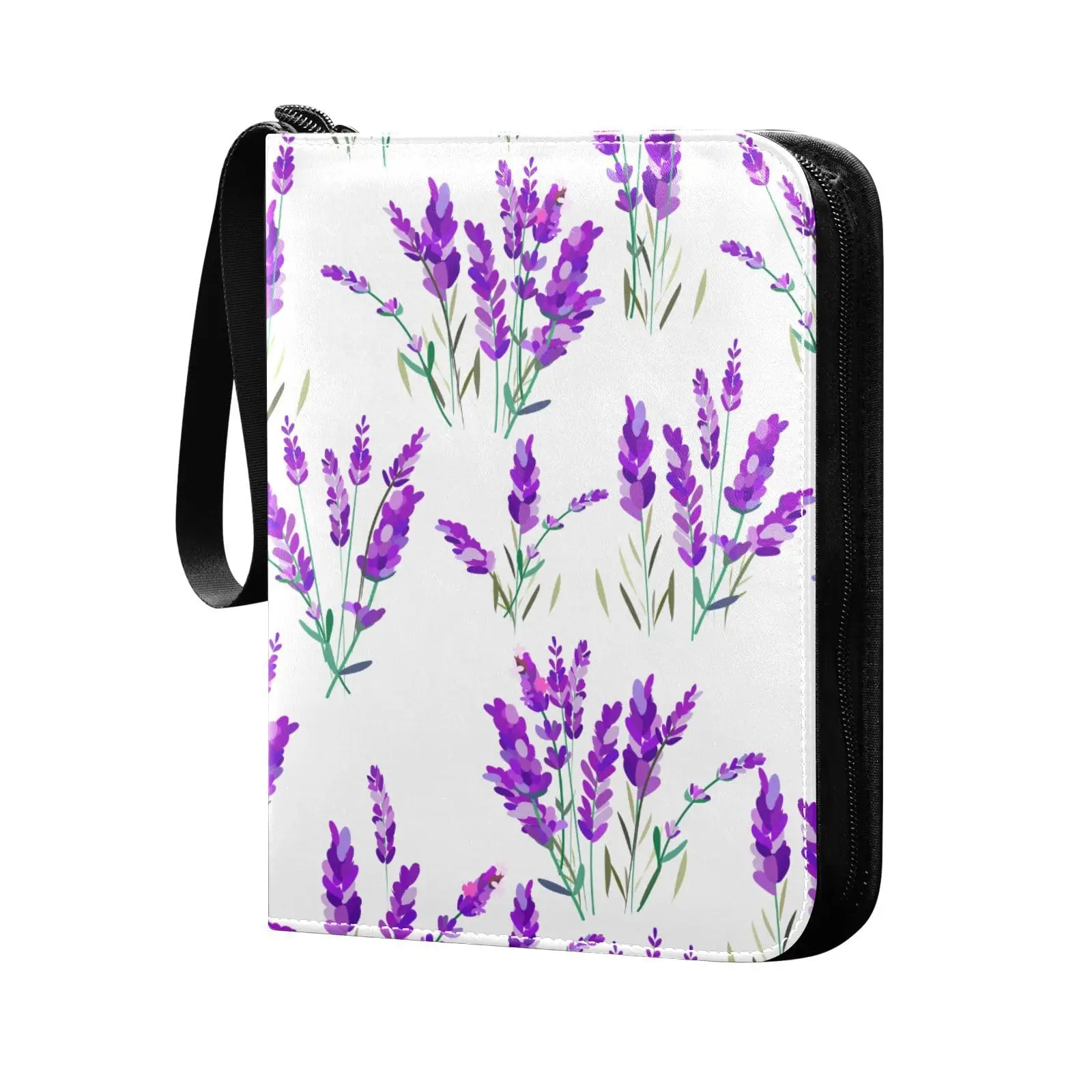 Lavender Flowers 4 Pocket Cards Binder, 400 Double Sided Pocket Album for Sport Game Cards, Unique Card Collection Storage