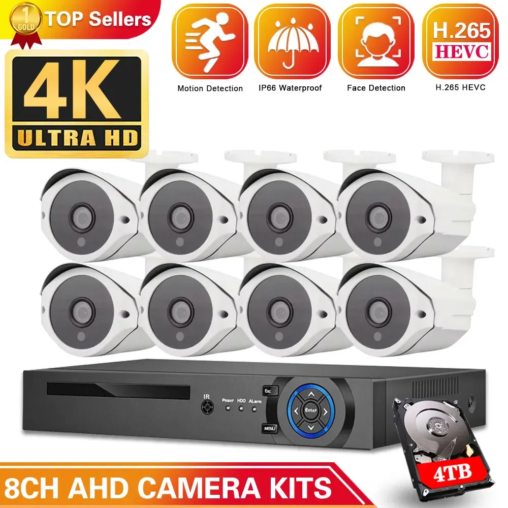 

4K 8MP Video Surveillance Kit 8CH 4K HD DVR CCTV System For Home Security 8.0MP Outdoor AHD Camera Video Surveillance Set P2P