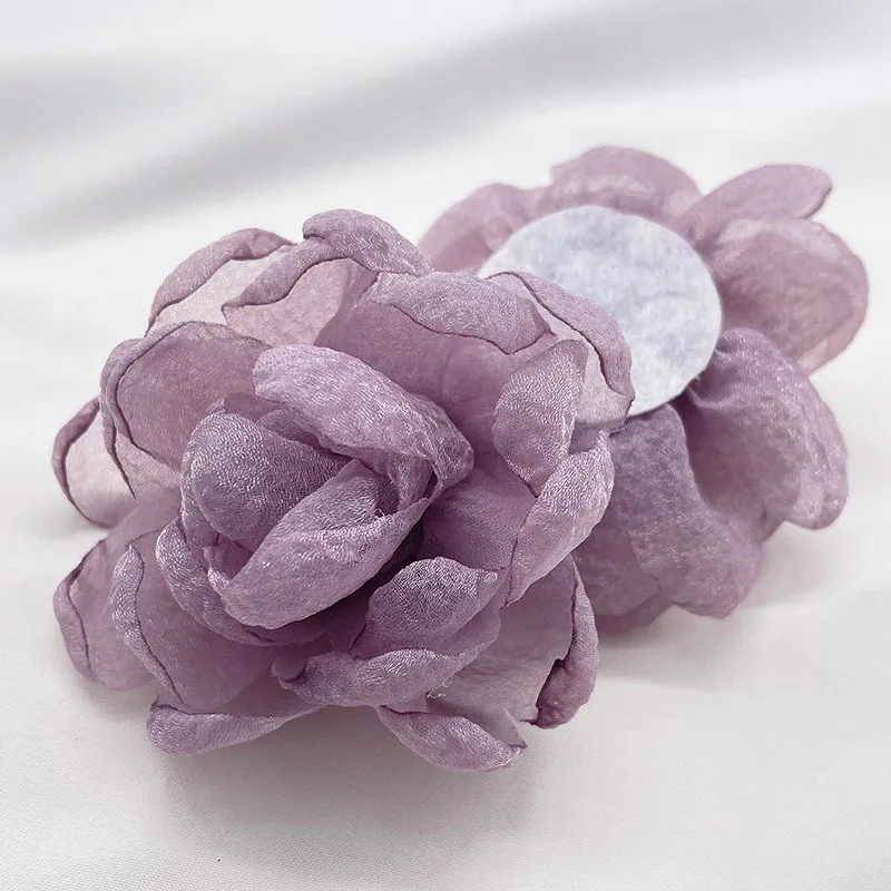 5Pcs 8CM Organza Chiffon DIY Clothing Shoes Hats Decoration Flowers Hairpin Jewelry Accessories Gauze Flower