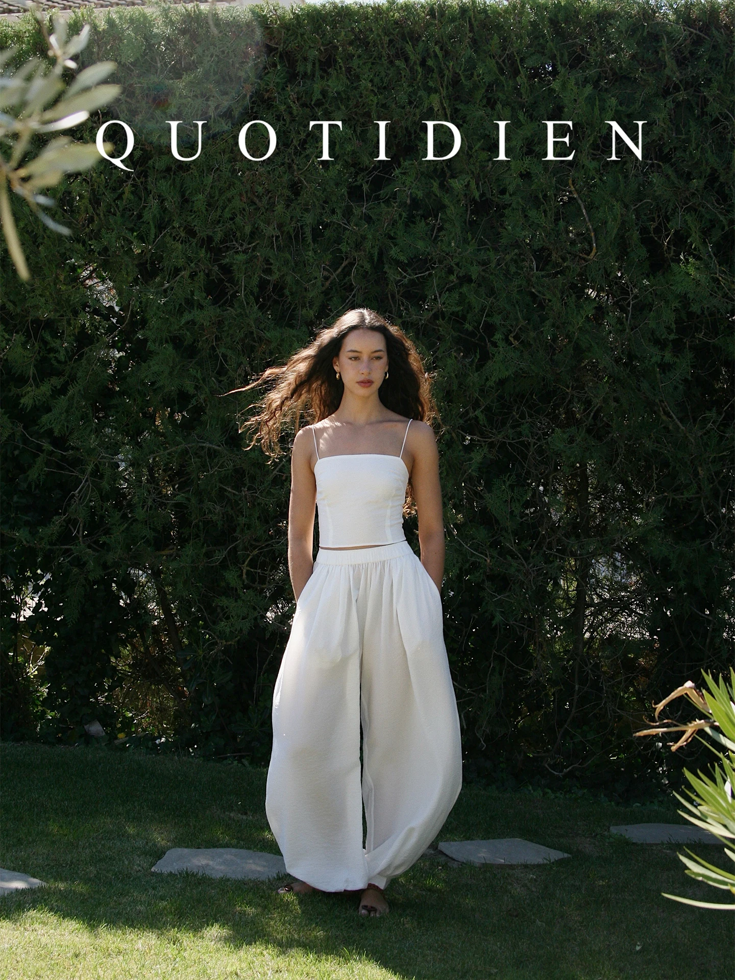 Quotidien Summer Silk Matte Texture Micro Pleat Elastic Design Women's Strap Top White Color Vest Sleeveless Inner Wear Short...