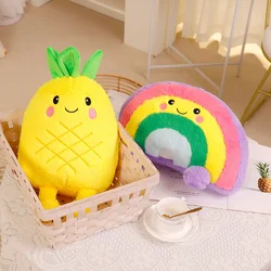 Bonito arco-íris abacaxi brinquedo de pelúcia para crianças, Kawaii recheado, peluches frutas macias, jogue travesseiro, anime boneca macia, brinquedos de desenhos animados para meninas