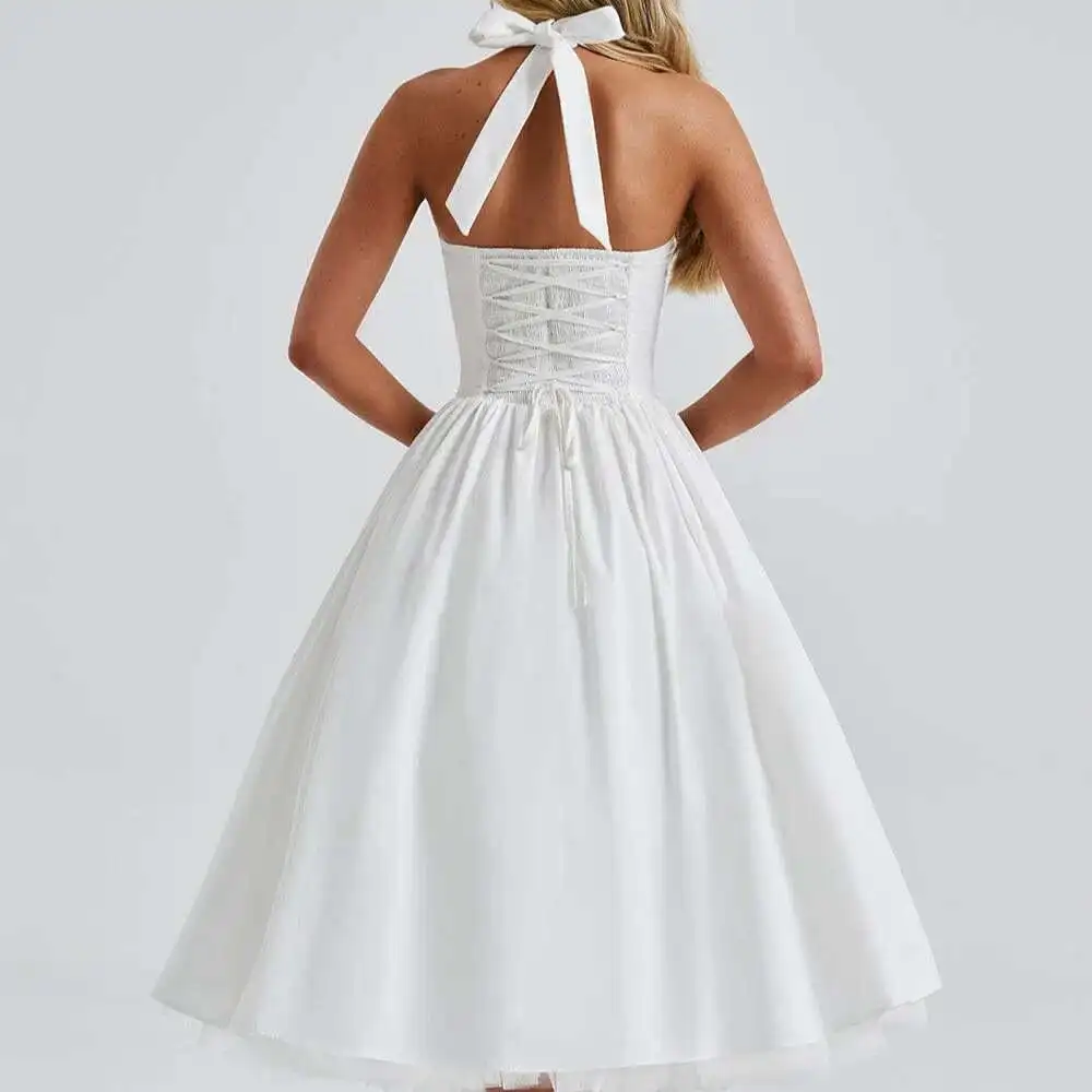

2025 New Dress Puff Skirt Evening Dress Women's Lace Up Skirt Medieval Ladies 2025 Summer Dress Robe Vestido Women Elegant Party
