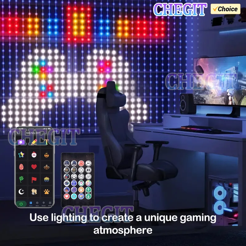 2/3M 400 المصابيح الذكية LED DIY أضواء الستار APP وجهاز التحكم عن بعد حائط الخلفية غرفة نوم الديكور ضوء عيد الحب الديكور