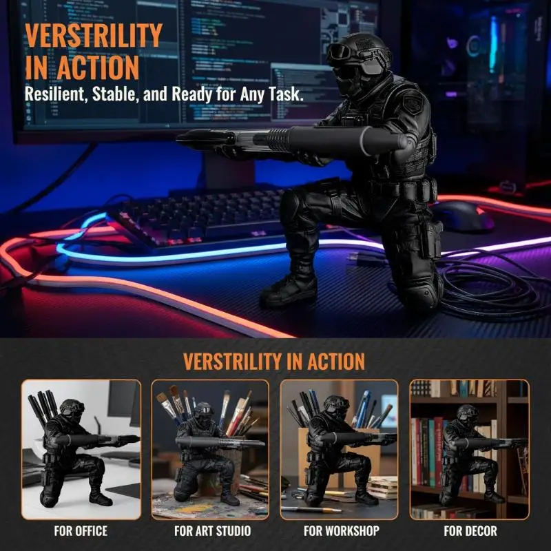 3D Printed Soldier Pen Holder Innovative Decorate Organizer for Office and Home